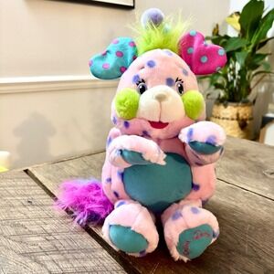 Y2K Popples Polka Dottie Plush Doll Stuffed Animal Pink Purple Dots 13" 2001 VTG